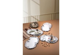 Resim Gümüş Artnova işleme Desenli Kahve-Çay Sunum ve Servis Tepsisi 3 Adet 