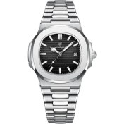 Resim Oein Poedagar Top Lüks Marka Adamı Izle Spor Su Geçirmez Işık Tarihi Erkekler Bilek Saati Kare Dial Dial Quartz Erkek Saatler Yüksek Kalite: Gümüş Mavi (Yurt Dışından) 