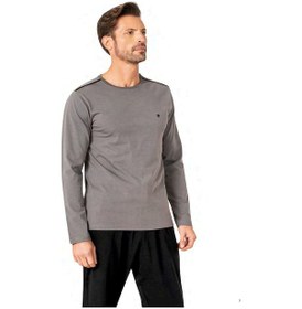 Resim Pierre Cardin 6100 Erkek Gri Uzun Kollu Bisiklet Yaka Pijama Takımı-gri-s Çok Renkli 