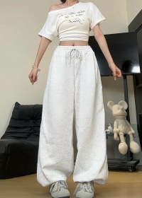 Resim Stay Flow Gri Geniş Lastikli Oversize Eşofman Altı 460064933 Açık Gri 