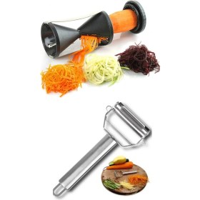 Resim Feyza Design Paslanmaz Çelik Spiral Sebze Jülyen Doğrayıcı ve Meyve Kesici 