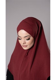 Resim Hürrem Bone Bordo Pratik Hazır Geçmeli Tesettür Eşarp Aerobin Kumaş Çapraz Hijab 2307 16 