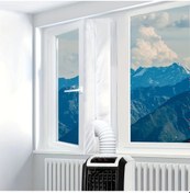 Resim Meridiangoods 157.48 Inch Mobil Klima Pencere Contası 300cm Evrensel Zip Ve Cırtlı Bantlı Kolay Montaj 