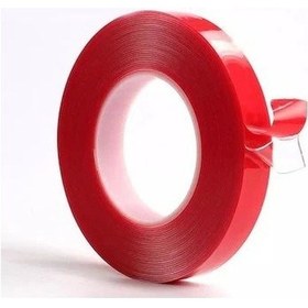 Resim Çift Taraflı Bant 15mm X 5mt Kırmızı Şeffaf Cevhers Ctb315 