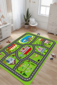 Resim Kessy Home Studio Eğitici Yol Desenli Çocuk Oyun Halısı Dijital Baskı Yıkanablir Kaymaz Taban Çocuk Odası Halısı 2 