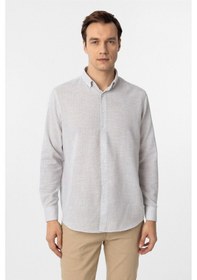 Resim Süvari Taş Regular Fit Desenli Düğmeli Yaka Gömlek 