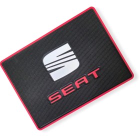 Resim Seat Logolu Torpido Üstü Kaydırmaz Ped / Şık Ve Fonksiyonel Araç Içi Aksesuar Siyah 