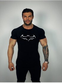 Resim Genel Markalar Erkek Siyah Yarasa Fitness T-shirt 