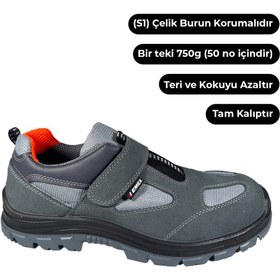 Resim e&e Emex S1 Süet Deri Yazlık Çelik Burunlu 49 50 Numara İş Ayakkabısı 50 Numara İş Güvenlik Ayakkabısı 