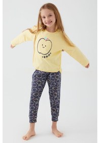 Resim Rolypoly Roly Poly Kız Çocuk Pomme Elma Pamuklu Rahat Kalıp Uzun Kollu Pijama Takım Sarı 