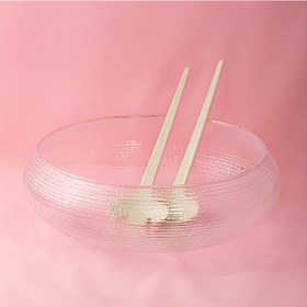 Resim Porsima 4306 El Yapımı Büyük Boy Kaşıklı Cam Salata Kasesi 24 Cm 