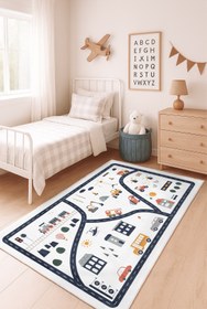 Resim Olverno Home Oyun halısı makinede yıkanabilir kaymaz taban leke tutmaz çocuk halısı 