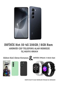 Resim INFINIX Hot 50 4G 8GB RAM 256GB Sleek Black Cep Telefonu– Akıllı Saat , KILIF ve Ekran K. HEDİYELİ 