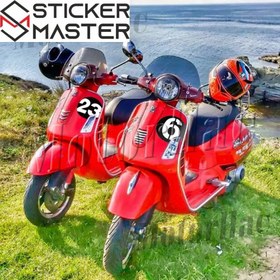 Resim Vespa GTS/GTV Yeni Kasa Uyumlu Numara Sticker Seti - 5 / Kırmızı / Standart- 1 Set (Ön ve Arka) 