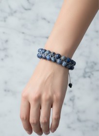 Resim Sodalit 8mm Çift Sıra Makrome Doğal Taş Bileklik 