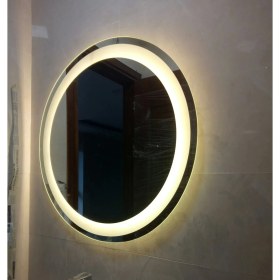 Resim Mirrorland 70 cm Çapında Gün Işığı LED Işıklı Kumlamalı LED Ayna / Dekoratif Ayna / Banyo Aynası / Yuvarlak Ayna/ışıklı Ayna/trafolu 