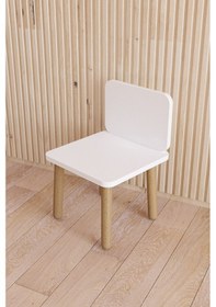 Resim Çocuk Sandalyesi, Çocuk Oturağı, Ahşap Sandalye, Montessori Sandalye Beyaz 