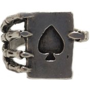 Resim Iskambil Tutan Iskelet Gümüş Kaplama Ayarlanabilir Yüzük Gümüş 