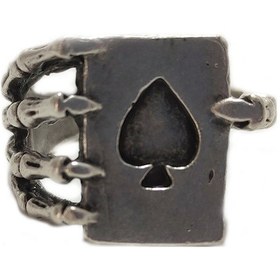 Resim Iskambil Tutan Iskelet Gümüş Kaplama Ayarlanabilir Yüzük Gümüş 