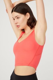 Resim Los Ojos Mercan V Yaka Hafif Destekli Kaplı Spor Sütyeni Vneck 