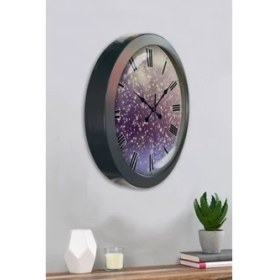 Resim Bahat Salon Ofis Duvar Saati Gri Metal Çerçeve 36 cm 
