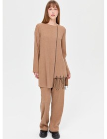 Resim Esswaap Deri Püskül Detaylı Pantolonlu Takım Camel-camel Camel 