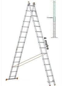 Resim En Uzun Büyük 4x2m. Açılıp Kapanan A Tipi Sürgülü Kullanılabilen Ev Ofis İnşaat Yangın Merdiveni 2x15 Basamak 7,5 Metre 