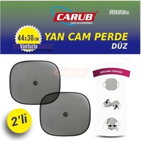 Resim Carub Güneşlik Perde Yan Cam Düz Siyah Vantuzlu 
