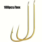 Resim 100 adet Altın Karbon Çelik Balıkçılık Kancaları Şeffaf Saklama Kutusu ile, 1#-10# Boyutlar, Küçük Balıklar için Keskin Uç, Tatlısu Balık Tutma Tutkunları İçin İdeal 