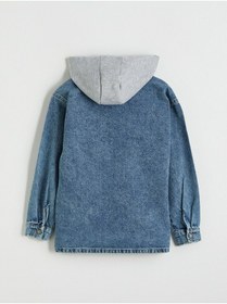 Resim LC Waikiki Nevaa Collection İndigo Kapüşonlu Erkek Çocuk Jean Gömlek 