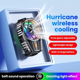 Resim Serin renkli ışıklarla telefon soğutucu, telefonun gecikmesini azaltır ve oyun deneyimini geliştirir, telefona soğutma fonksiyonu sağlar. 
