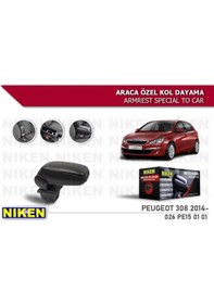 Resim PEUGEOT 308 2014- ARACA ÖZEL KOL DAYAMA SİYAH 