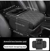 Resim Xuweiwei Siyah Yan Cepli Lüks Suni Deri Konsol Kolçak Yastığı Ve Saklama Çözümü 