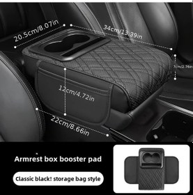 Resim Xuweiwei Siyah Yan Cepli Lüks Suni Deri Konsol Kolçak Yastığı Ve Saklama Çözümü 