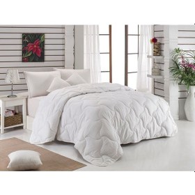 Resim Komfort Home Tek Kişilik Çizgili Pamuk Saten Yorgan 155X215 Cm 