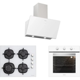 Resim Silverline BO6503W01 - CS5429W01 - 3457 Soho 60 cm Beyaz Cam Ankastre Set 
