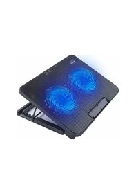 Resim Usb Girişli Laptop Soğutma Standı Çift Fan Mavi Işıklı Notebook Soğutucu - Lisinya 