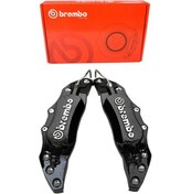 Resim Brembo Metal Fren Kaliper Kapağı Kabartma Yazılı Jant Braketi 2li Set Siyah 