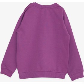 Resim Breeze Kız Çocuk Sweatshirt Cepli Çiçek Baskılı 1-4 Yaş, Eflatun-eflatun Eflatun 