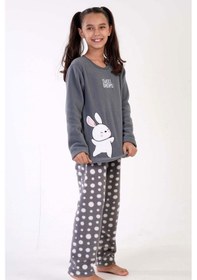 Resim Kız Çocuk Polar Uzun Kol Gri Pijama Takımı C3t0n3o176 001 