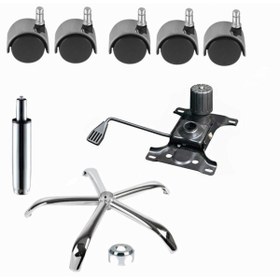 Resim Depolife Ofis Büro Çalışma Koltuğu Için Metal Yıldız Ayak Amortisör Tekerlek Şase Tek Kollu Mekanizma Seti 