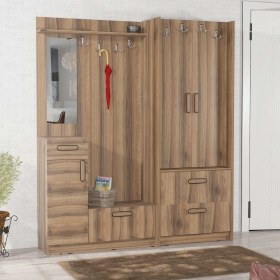 Resim ABRE vm-36348 DORE CEVİZ vestiyer portmanto ayakkabılık 