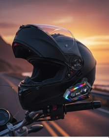 Resim Universal 16 Mod Rgb Işıklı Motosiklet Intercom Çift Telefon Destekli 