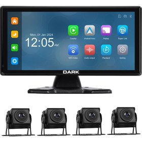 Resim Dark 10.36" IPS Apple Carplay & Android Auto / Airplay, Android Cast Ekran Yansıtma, 360° Panaromik Sistem 4 Kameralı Torpido Üstü Araç Multimedya Ekranı 