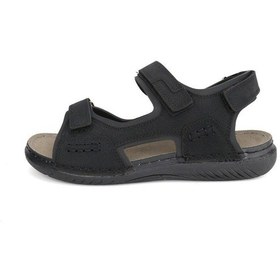 Resim Erkek Anatomik Deri Sandalet-siyah Siyah 