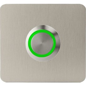 Resim Lockway Z-401y Paslanmaz 304 Kare Zil Butonu 52x52mm Yeşil Led 
