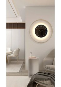 Resim MetaQuartz Aksesuar (Büyük Boy-55*55 cm)Gold Deluxe Ledli Pilli - Siyah Göbek - Modern Dekoratif Metal D Gold 