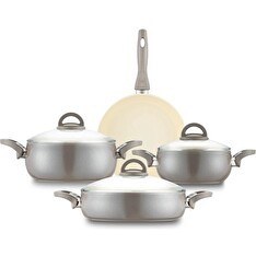 Resim Emsan Crystal Bej 7 Parça Güveç Tencere Seti 