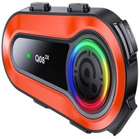 Resim Q0082X Ipx6 Su Geçirmez Rgb 1 KM 2 Kişi İnterkom/Fm Radio Motosiklet Kask Kulaklık 