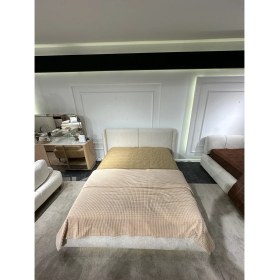 Resim Cozze Mobilya Bianca Modern LED Işıklı Kavisli Başlıklı Bazalı Karyola 